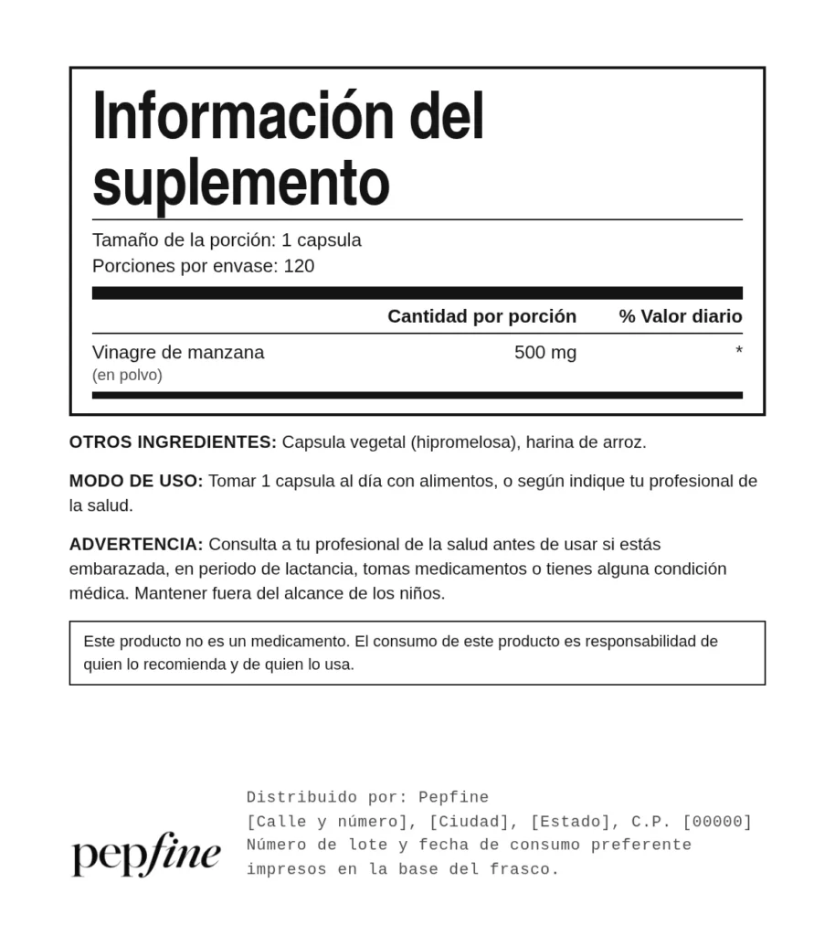 Vinagre de Manzana – reverso