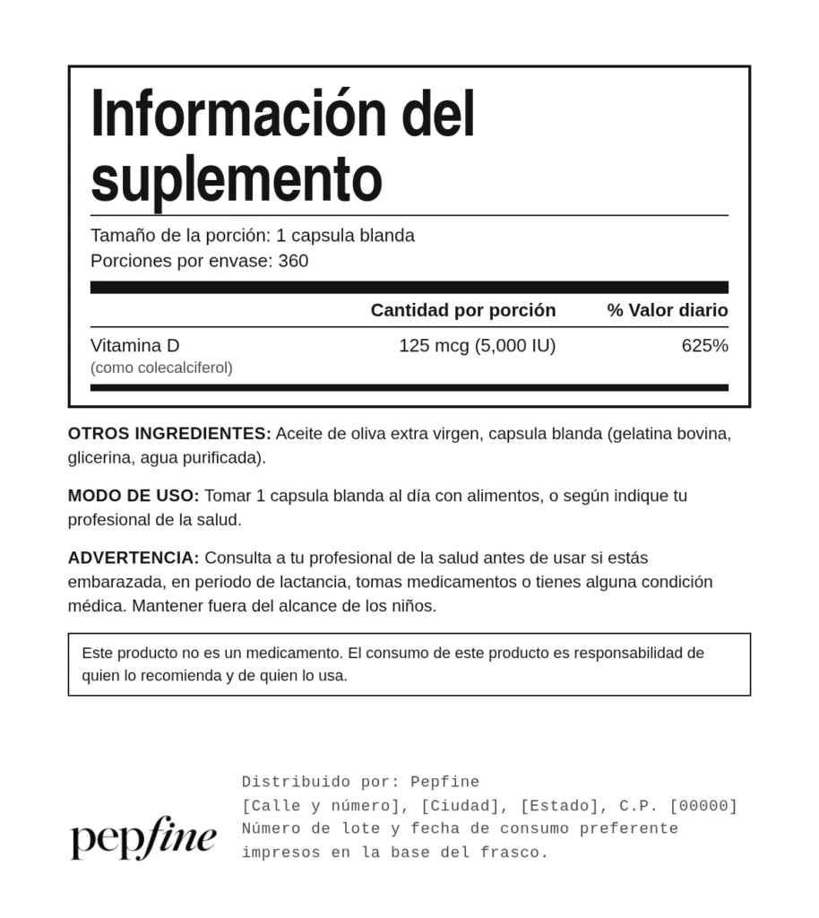 Vitamina D3 – reverso